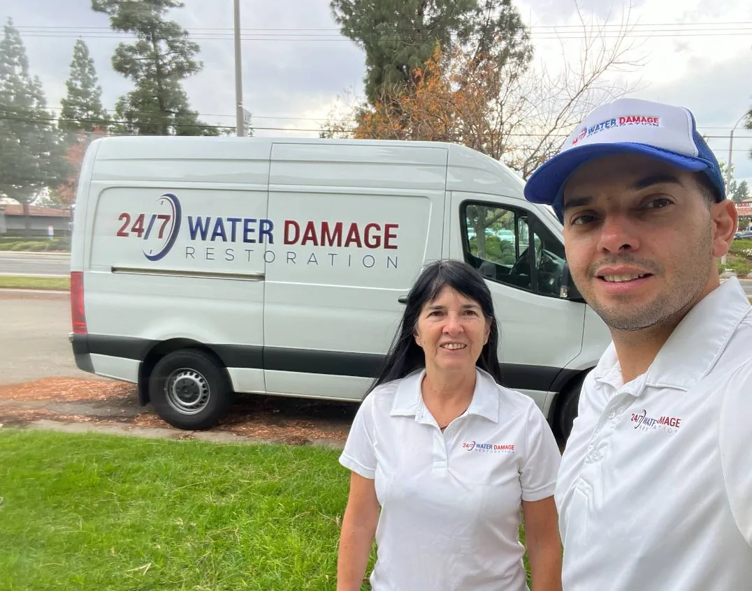 24/7 Water Damage Restoration team and service van in Los Angeles