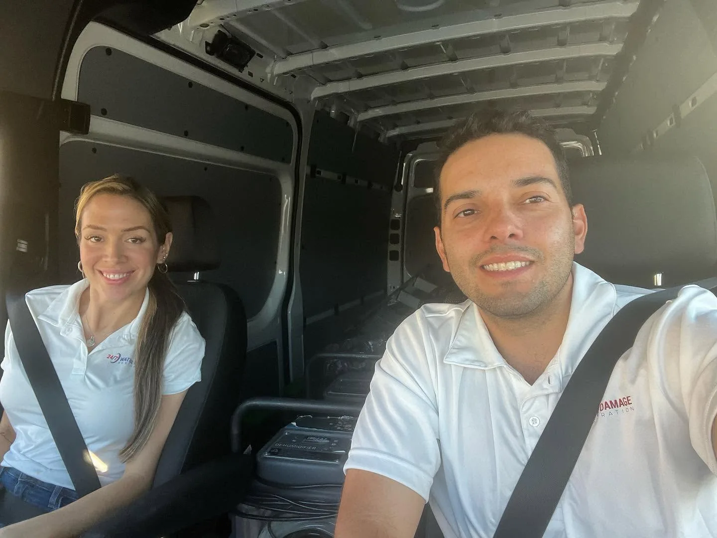 Los Angeles water damage restoration technicians working at a property